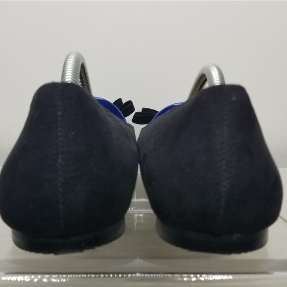 Lane Bryant Black Illusion Bow Flat Women 8W Ballet Faux Suede Flat  Pointed Toe - Picture 6 of 13